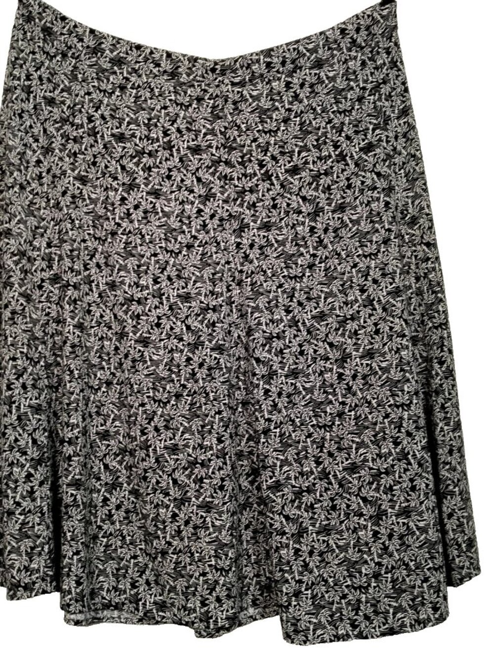CJ Banks Skirt Plus Size 24 Rayon Black White Midi Palm Trees Tropical Beach Sun